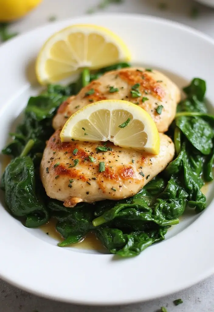 27 Chicken Meal Prep Recipes for Busy Weeks That Taste Fresh - 15. Lemon Herb Chicken with Spinach