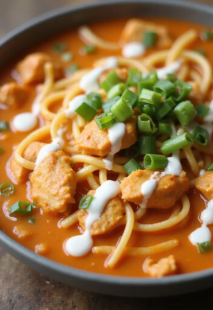 27 Homemade Chicken Noodle Soup Crockpot Recipes That Heal Fast - 12. Buffalo Chicken Noodle Soup