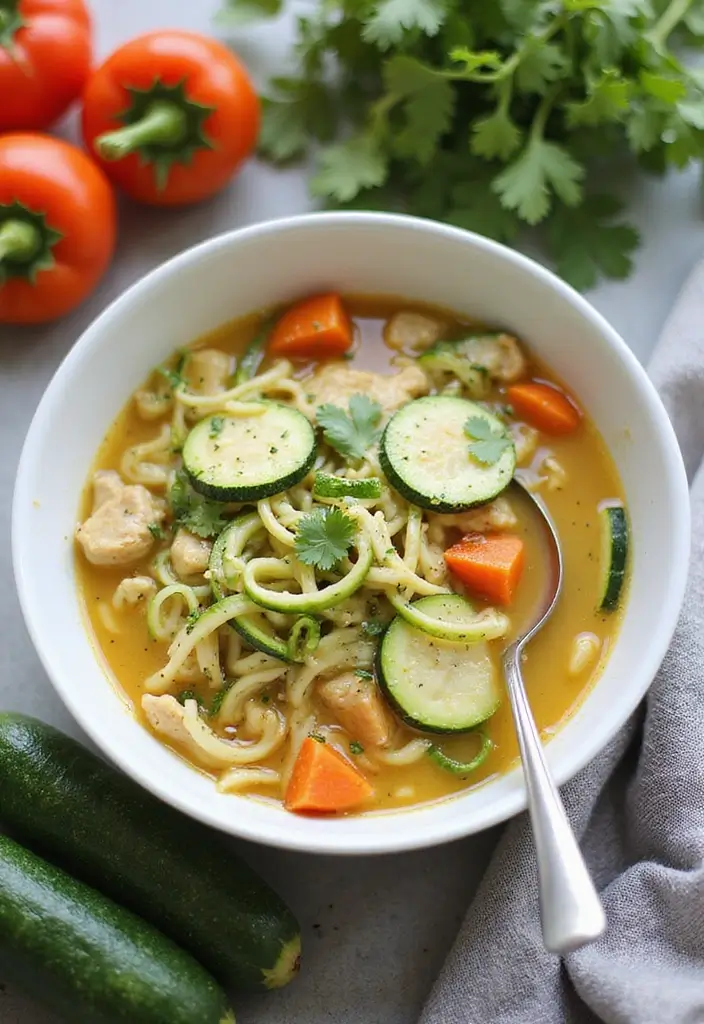 27 Homemade Chicken Noodle Soup Crockpot Recipes That Heal Fast - 19. Zucchini Chicken Noodle Soup