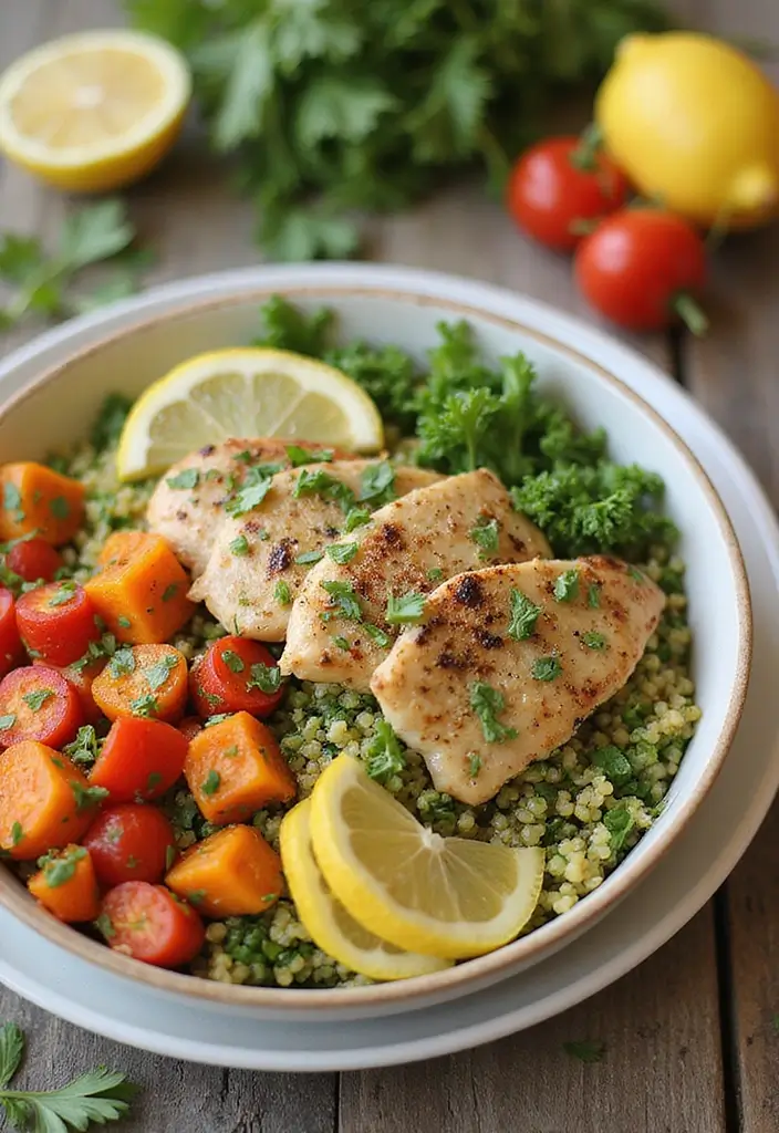 27 Lemon Chicken Breast Recipes That Feel Bright and Healthy - 12. Lemon Cilantro Quinoa Chicken Bowl