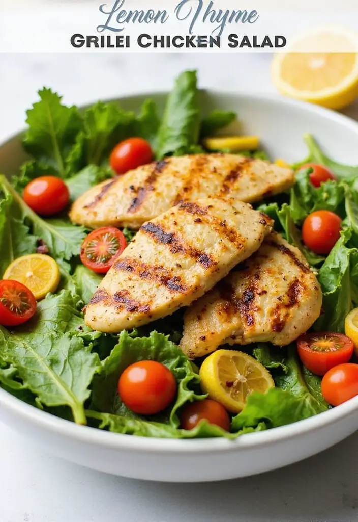 27 Lemon Chicken Breast Recipes That Feel Bright and Healthy - 6. Lemon Thyme Grilled Chicken Salad