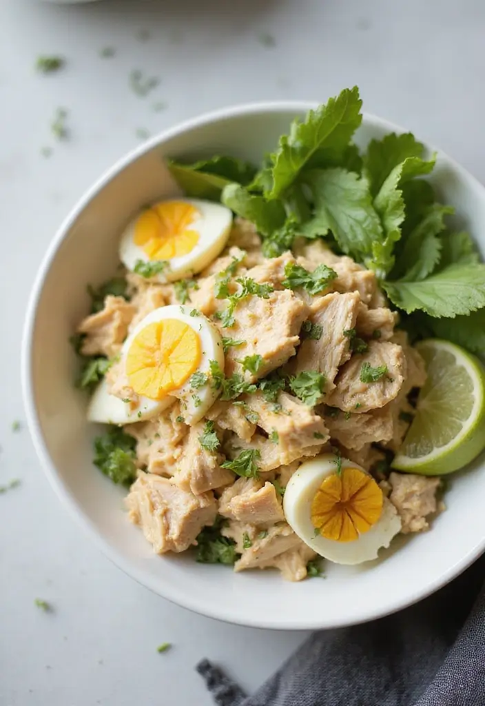 27 Low Carb Shredded Chicken Recipes That Make Meal Prep Easy - 24. Shredded Chicken and Egg Salad