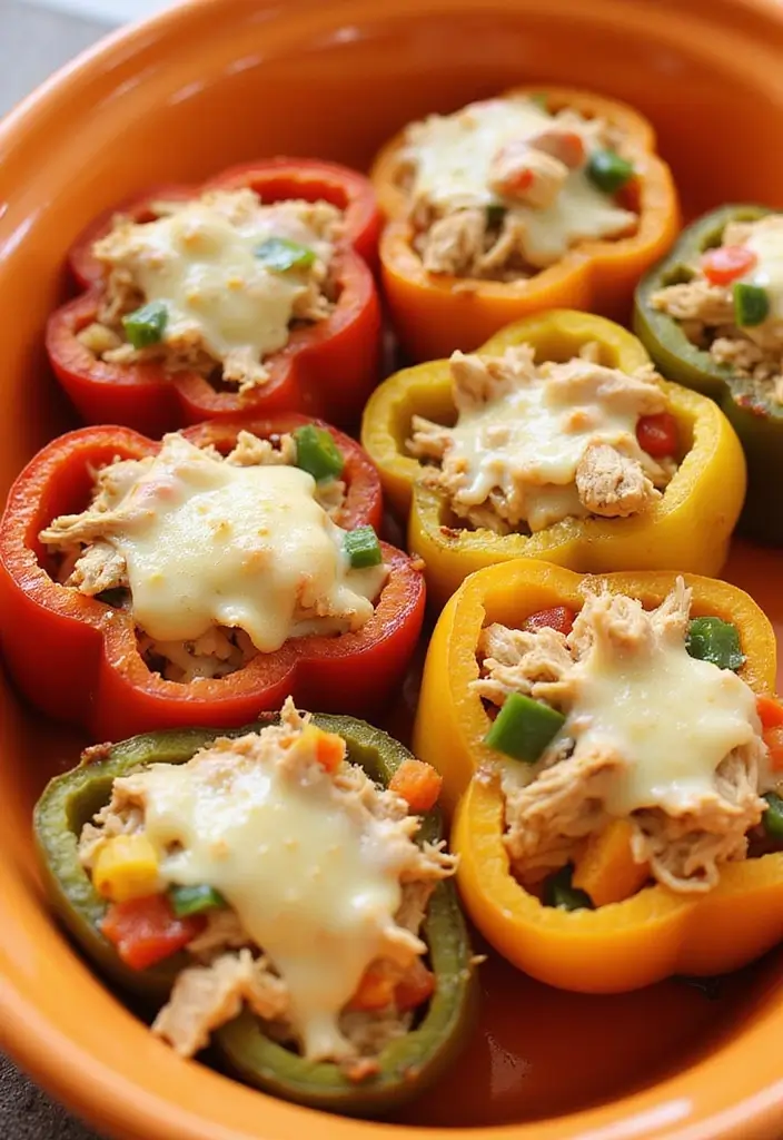 27 Low Carb Shredded Chicken Recipes That Make Meal Prep Easy - 5. Shredded Chicken Stuffed Peppers