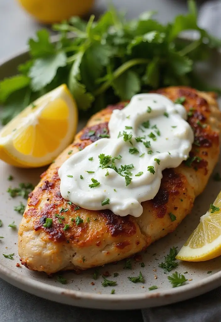27 Sheet Pan Chicken Breast Recipes That Are Effortless & Juicy - 17. Greek Chicken with Tzatziki