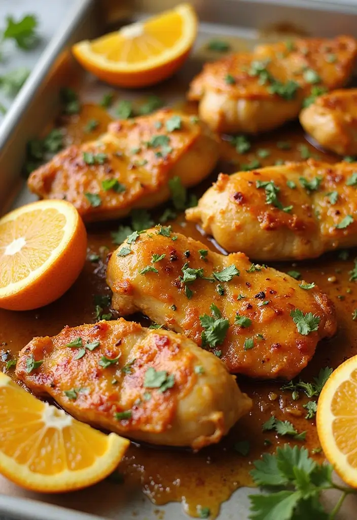 27 Sheet Pan Chicken Breast Recipes That Are Effortless & Juicy - 21. Orange Ginger Chicken