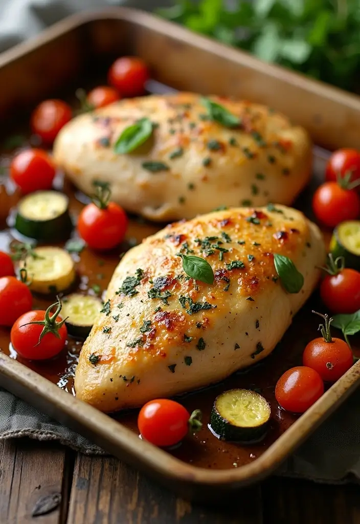 27 Sheet Pan Chicken Breast Recipes That Are Effortless & Juicy - 3. Italian Herb Chicken & Veggies