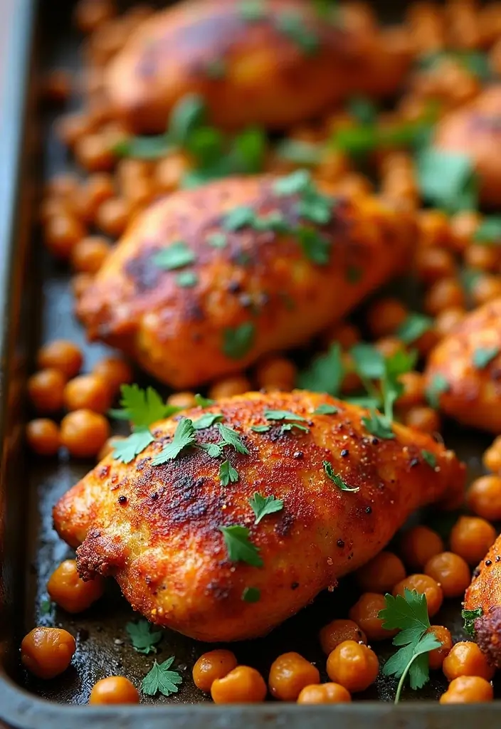 27 Sheet Pan Chicken Breast Recipes That Are Effortless & Juicy - 6. Moroccan Spiced Chicken & Chickpeas