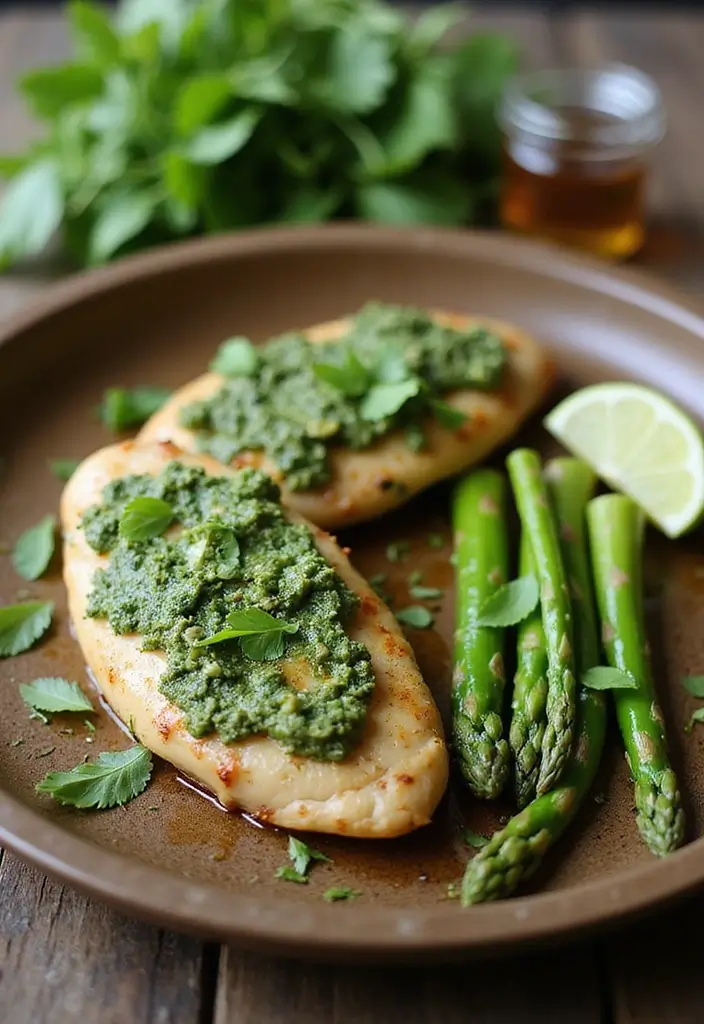 27 Sheet Pan Chicken Breast Recipes That Are Effortless & Juicy - 7. Pesto Chicken with Asparagus