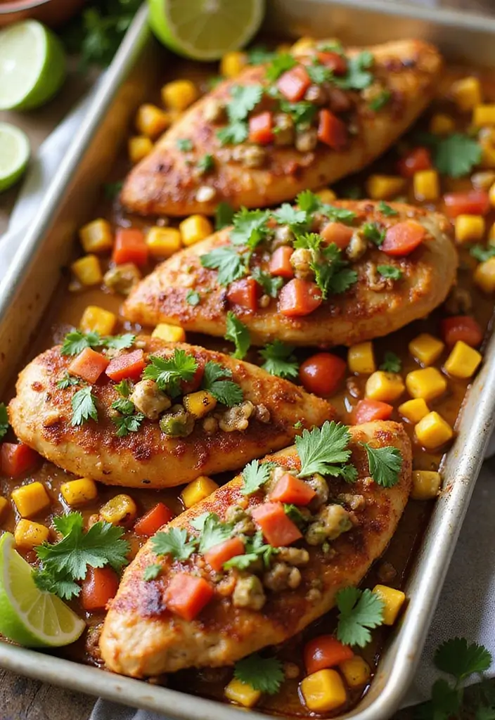 27 Sheet Pan Chicken Breast Recipes That Are Effortless & Juicy - 8. Southwest Chicken with Corn