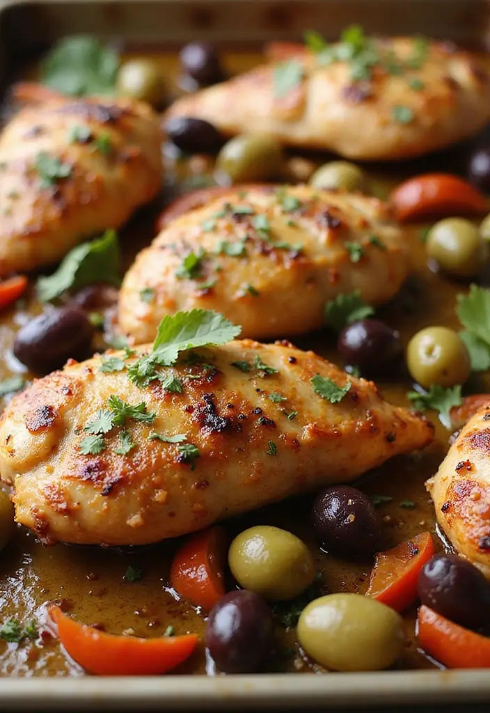 27 Sheet Pan Chicken Breast Recipes That Are Effortless & Juicy - 9. Mediterranean Chicken with Olives