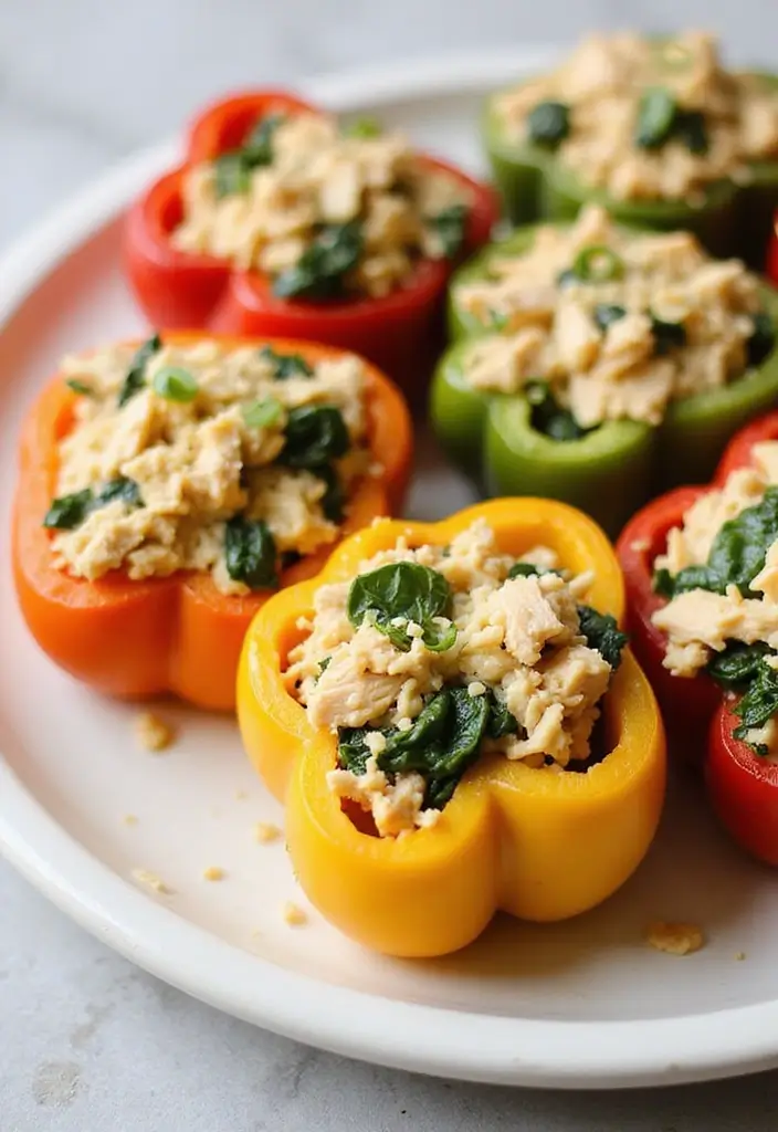 27 Shredded Chicken Instant Pot Recipes That Cook Fast - 12. Shredded Chicken and Spinach Stuffed Peppers