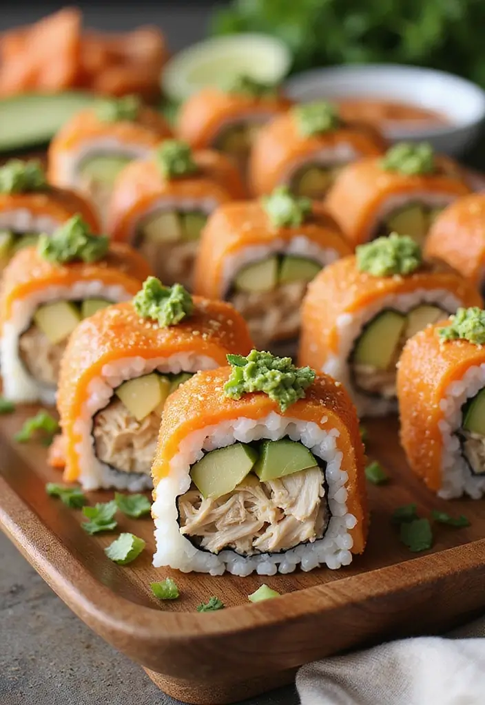 27 Shredded Chicken Instant Pot Recipes That Cook Fast - 15. Shredded Chicken Sushi Rolls