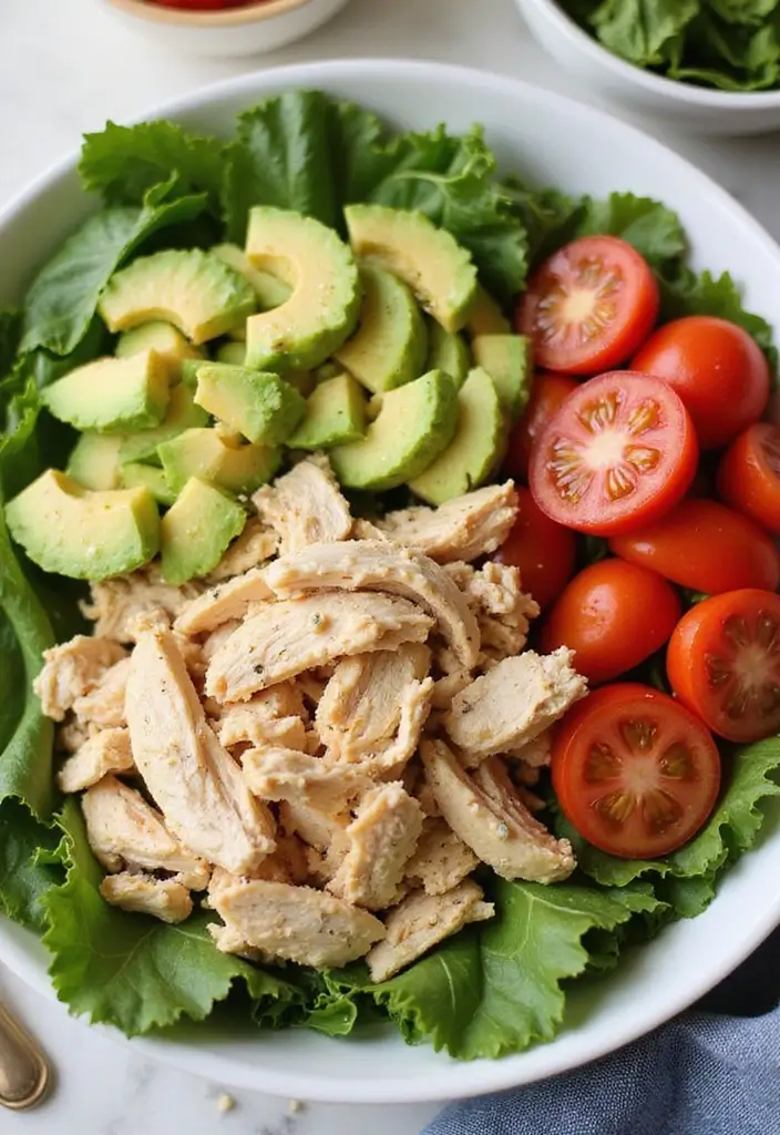 27 Shredded Chicken Instant Pot Recipes That Cook Fast - 26. Shredded Chicken, Avocado, and Tomato Salad