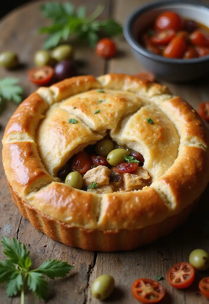 27 Sourdough Chicken Pot Pie Recipes That Are Rustic & Delicious - 7. Mediterranean Sourdough Chicken Pot Pie