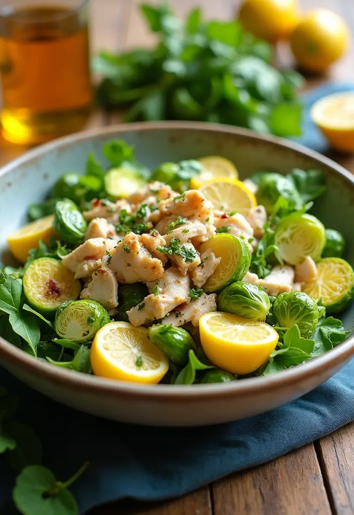 28 Chicken and Brussel Sprouts Recipes That Are Light & Nutritious - 11. Chicken and Brussels Sprouts Salad with Lemon Vinaigrette