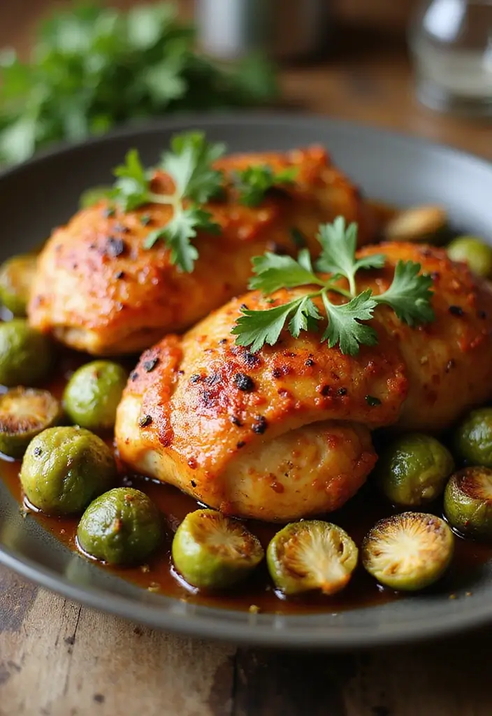 28 Chicken and Brussel Sprouts Recipes That Are Light & Nutritious - 17. Spanish Paprika Chicken with Brussels Sprouts
