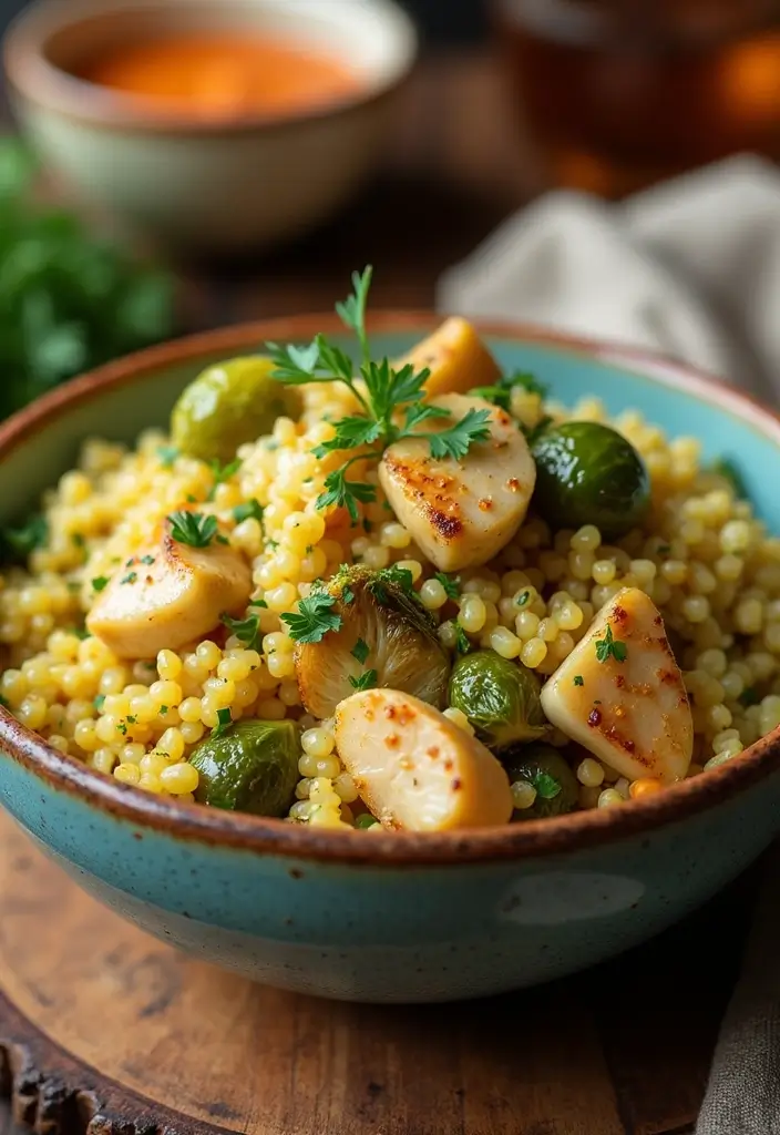 28 Chicken and Brussel Sprouts Recipes That Are Light & Nutritious - 28. Savory Chicken & Brussels Sprouts Pilaf