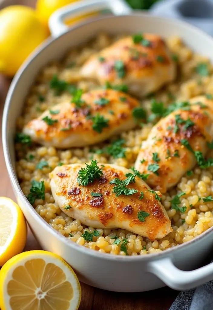 28 Chicken and Orzo Recipes That Are Mediterranean Inspired - 1. Lemon Herb Chicken and Orzo Bake