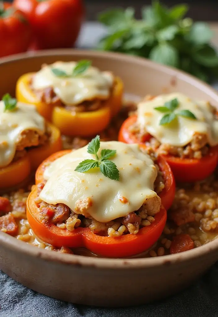 28 Chicken and Orzo Recipes That Are Mediterranean Inspired - 13. Mediterranean Chicken and Orzo Stuffed Peppers