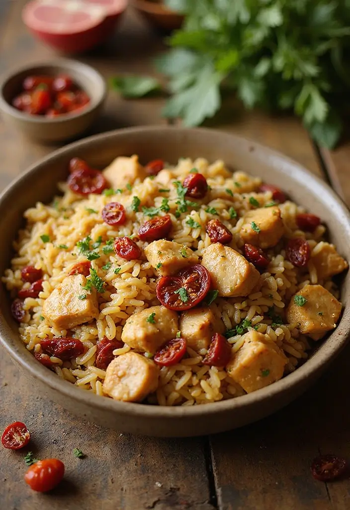 28 Chicken and Orzo Recipes That Are Mediterranean Inspired - 19. Chicken and Orzo with Sun-Dried Tomatoes