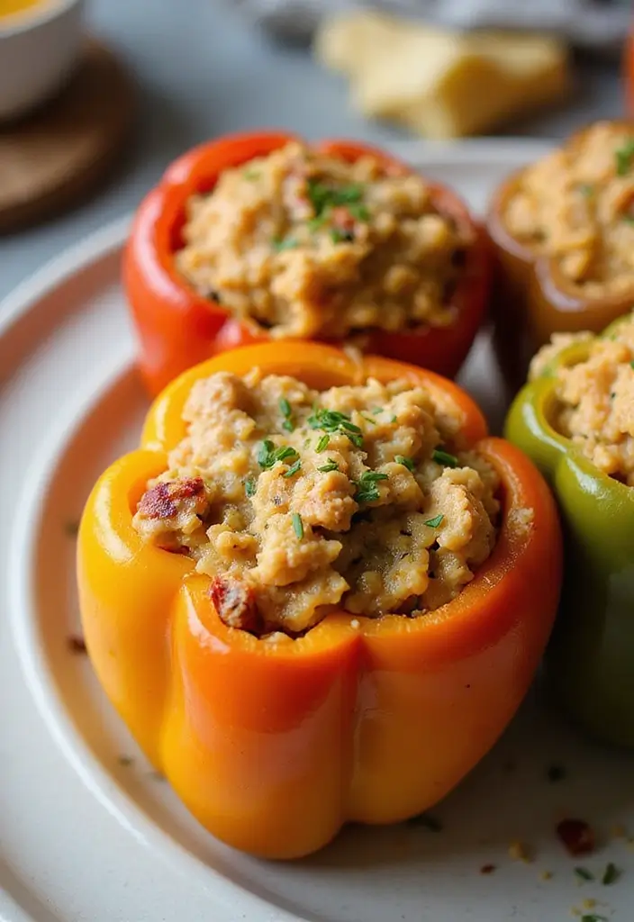 28 Poppy Seed Chicken Casserole Recipes That Are Creamy Comfort - 27. Poppy Seed Chicken Casserole Stuffed Peppers