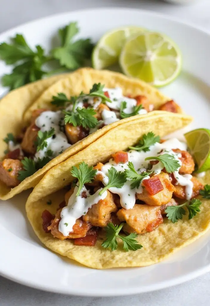 29 Chicken Bacon Ranch Tacos That Combine the Best Flavors - 11. Cilantro Lime Chicken Bacon Ranch Tacos