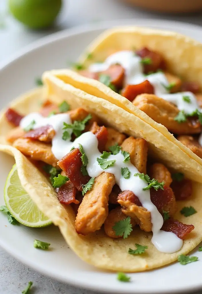 29 Chicken Bacon Ranch Tacos That Combine the Best Flavors - 23. Chicken Bacon Ranch Tacos with Homemade Ranch Dressing