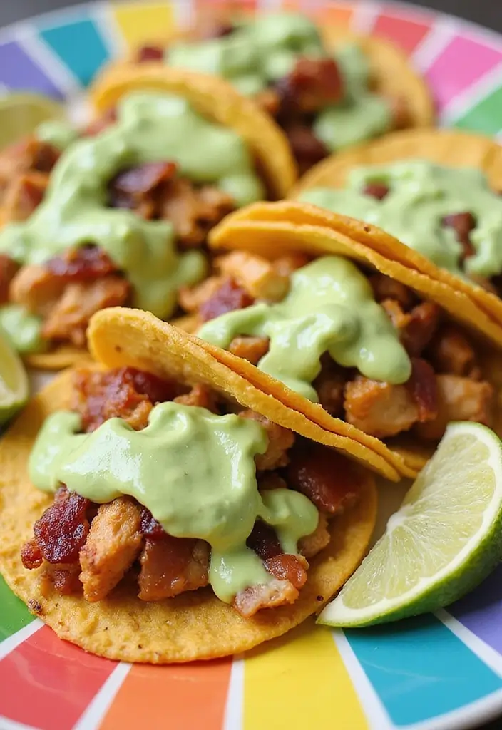 29 Chicken Bacon Ranch Tacos That Combine the Best Flavors - 24. Chicken Bacon Ranch Tacos with Avocado Cream