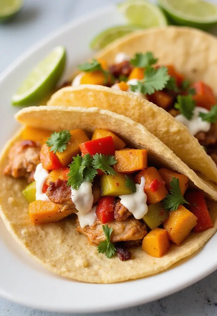 29 Chicken Bacon Ranch Tacos That Combine the Best Flavors - 28. Chicken Bacon Ranch Tacos with Fajita Veggies
