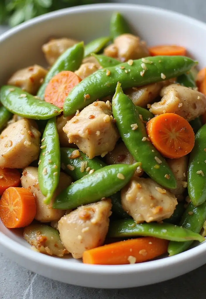 29 Chicken Stir Fry Recipes That Are Quick & Healthy - 28. Chicken and Snow Peas Stir Fry