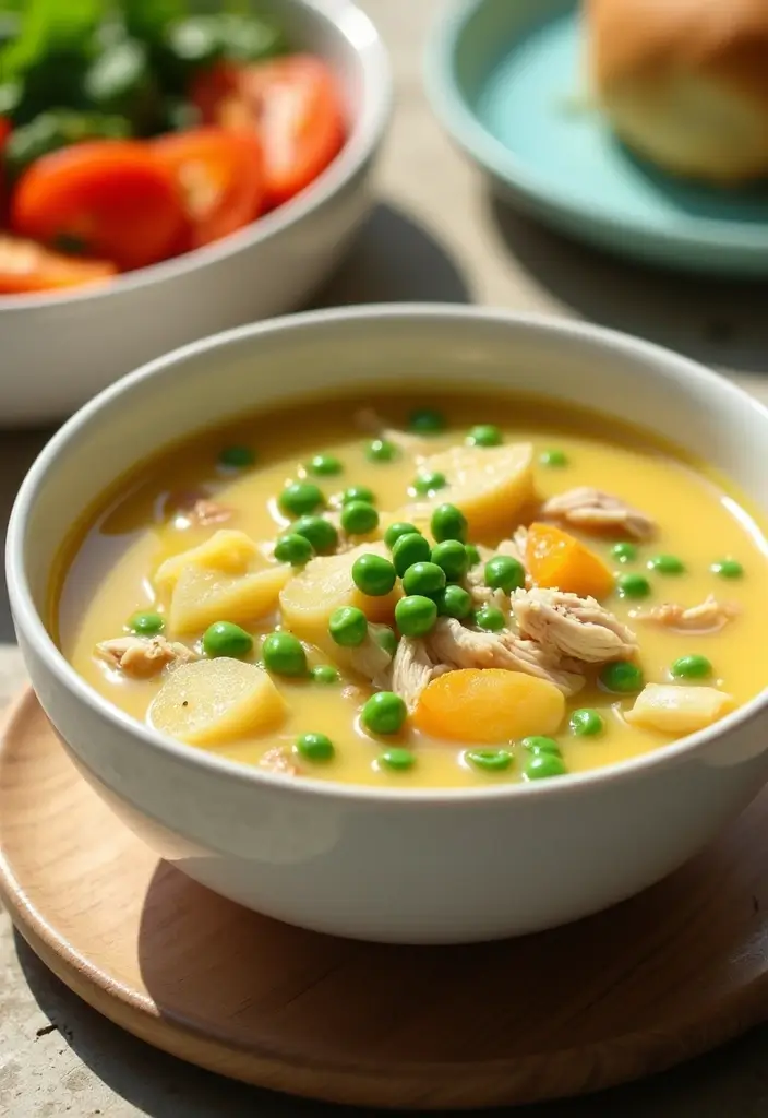 29 Chicken and Potato Soup Recipes That Warm You Up - 17. Chicken and Potato Soup with Peas