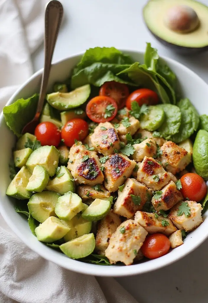 29 Healthy Greek Chicken Bowls That Feel Fresh and Balanced - 11. Greek Chicken and Avocado Bowl