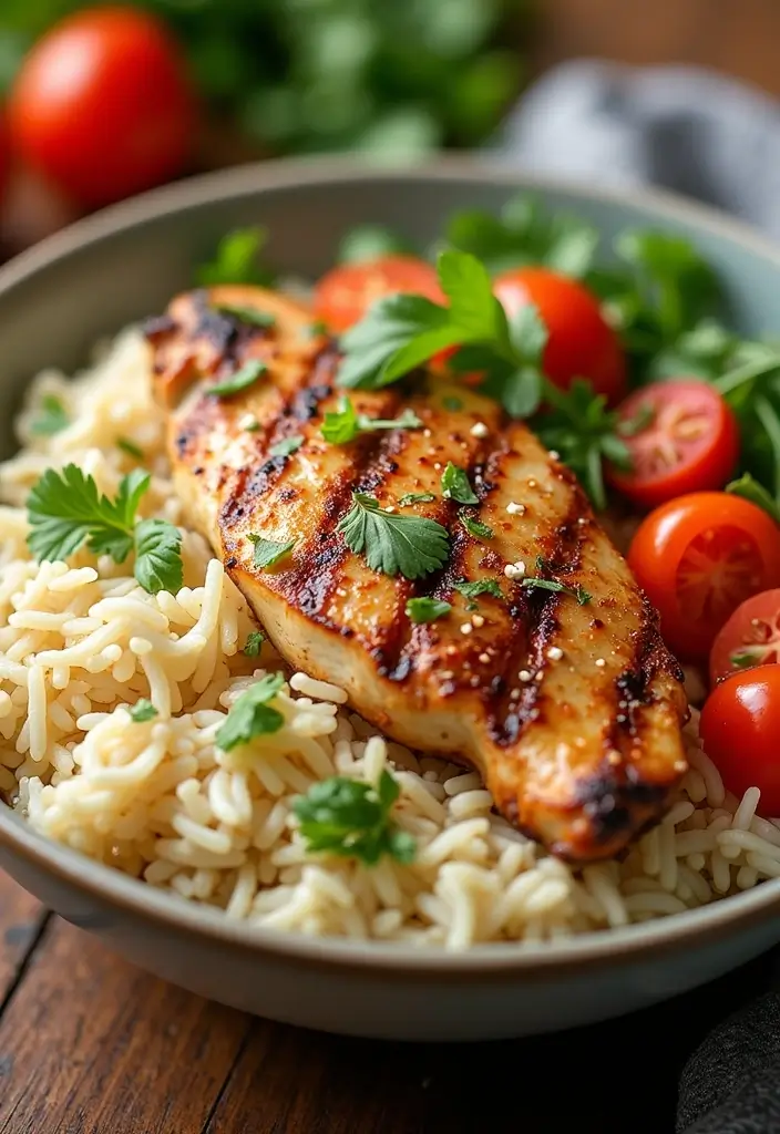 29 Healthy Greek Chicken Bowls That Feel Fresh and Balanced - 12. Mediterranean Chicken Rice Bowl