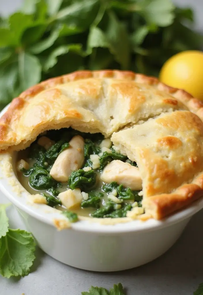 29 Mini Chicken Pot Pies with Biscuits Recipes That Feel Homemade - 18. Spinach and Feta Chicken Pot Pie