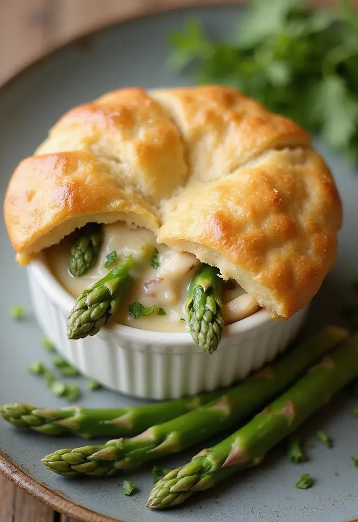29 Mini Chicken Pot Pies with Biscuits Recipes That Feel Homemade - 29. Mini Chicken Pot Pie with Asparagus