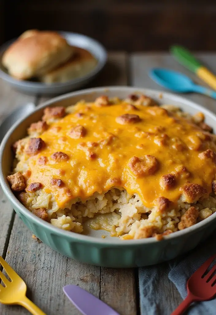 29 Rotisserie Chicken and Rice Recipes That Use Leftovers Brilliantly - 1. Cheesy Rotisserie Chicken and Rice Casserole