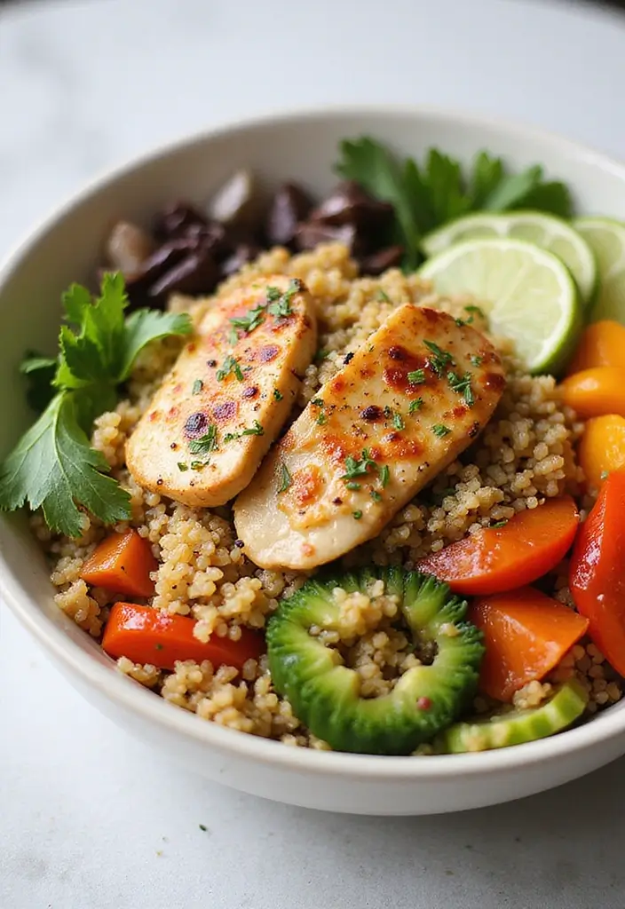 29 Rotisserie Chicken and Rice Recipes That Use Leftovers Brilliantly - 24. Chicken and Rice Quinoa Bowl