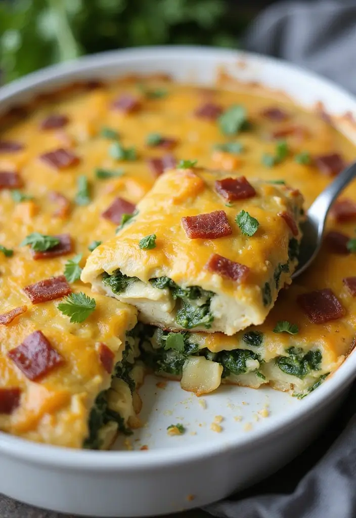 30 Chicken Bacon Potato Casserole Recipes That Feel Like Heaven - 9. Spinach Chicken Bacon Potato Casserole