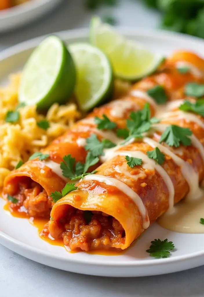 30 Instant Pot Chicken Enchiladas Recipes That Are Fast & Flavorful - 14. Instant Pot Chicken Enchiladas with Cilantro Lime Rice
