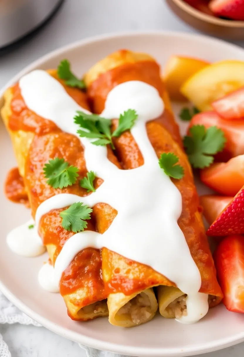 30 Instant Pot Chicken Enchiladas Recipes That Are Fast & Flavorful - 25. Instant Pot Chicken Enchiladas with Greek Yogurt