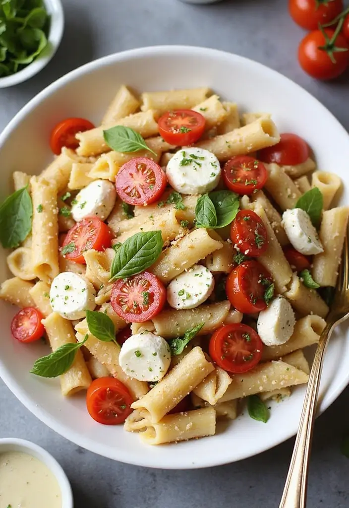 30 Sassy Scotty Chicken Salad Recipe Copycats That Are Sweet & Crunchy - 22. Caprese Pasta Chicken Salad