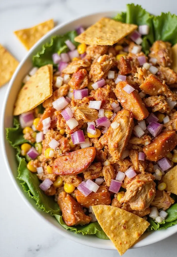 30 Sassy Scotty Chicken Salad Recipe Copycats That Are Sweet & Crunchy - 7. BBQ Chicken Crunch Salad