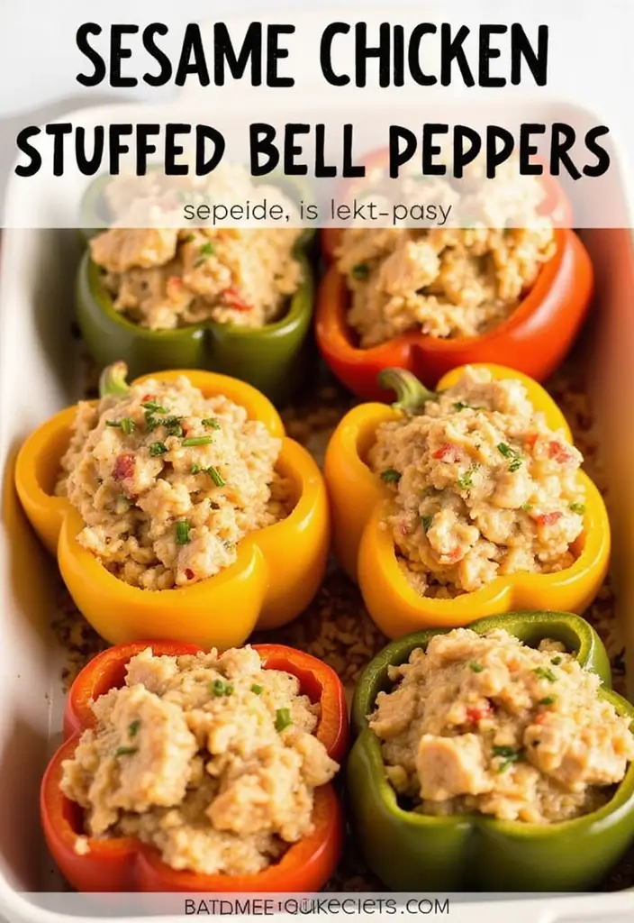 30 Sesame Chicken Recipe Easy Versions That Are Crispy & Quick - 24. Sesame Chicken Stuffed Peppers