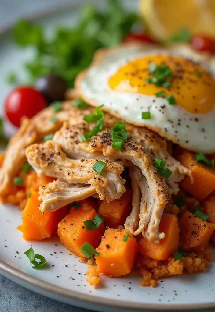 30 Shredded Chicken Recipes Healthy and Protein-Packed - 11. Shredded Chicken and Sweet Potato Hash