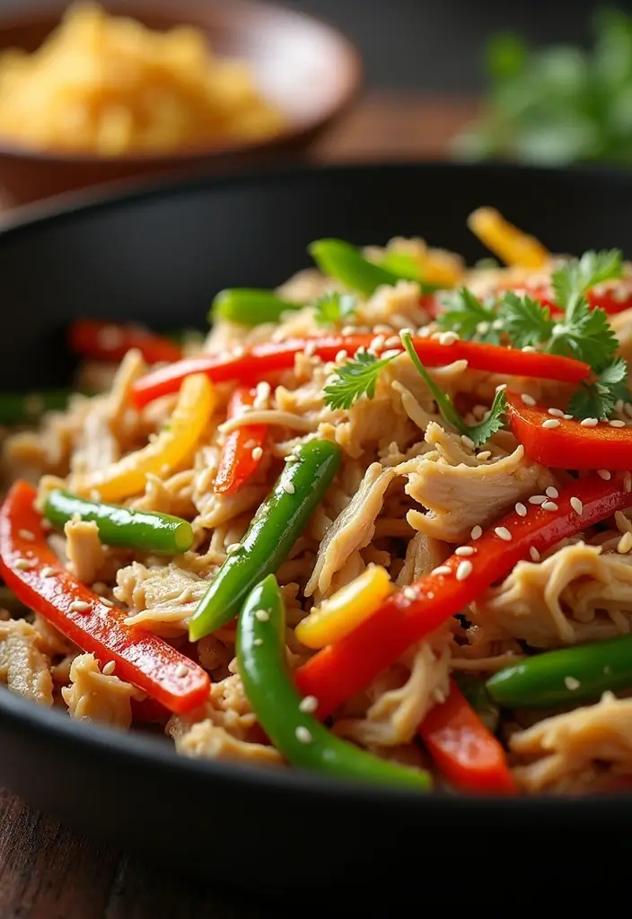 30 Shredded Chicken Recipes Healthy and Protein-Packed - 7. Shredded Chicken and Vegetable Stir-Fry