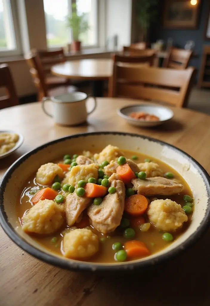 30 Vegan Chicken and Dumplings Recipes That Are Cozy & Dairy-Free - 13. Vegan Chicken and Dumplings with Peas and Carrots