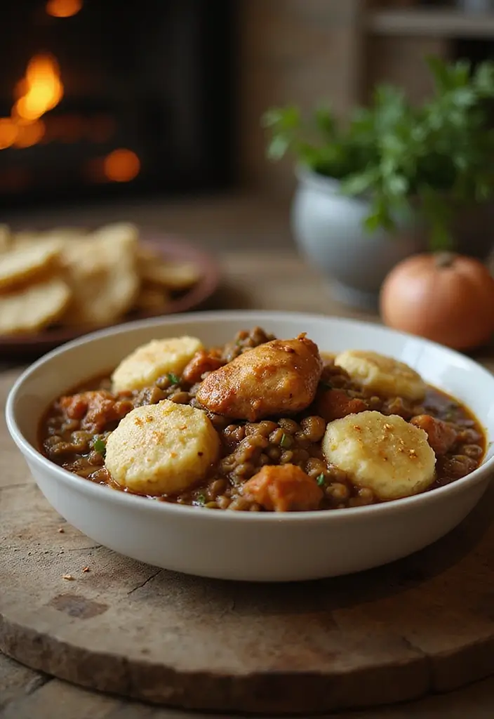 30 Vegan Chicken and Dumplings Recipes That Are Cozy & Dairy-Free - 27. Vegan Chicken and Dumplings with Lentils