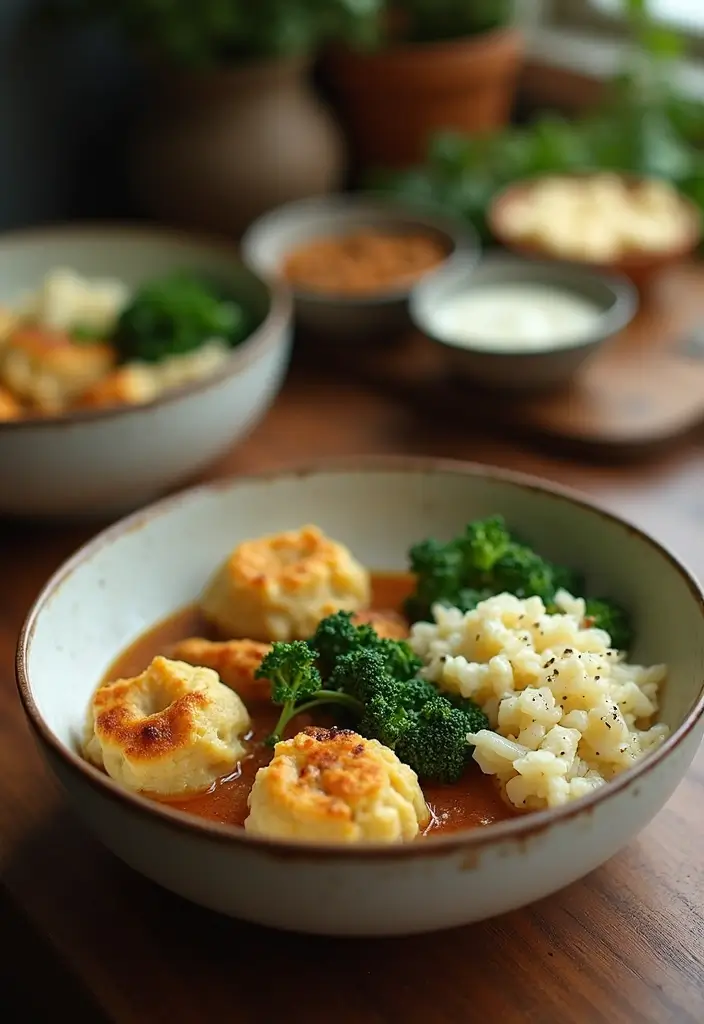 30 Vegan Chicken and Dumplings Recipes That Are Cozy & Dairy-Free - 29. Vegan Chicken and Dumplings with Mixed Greens