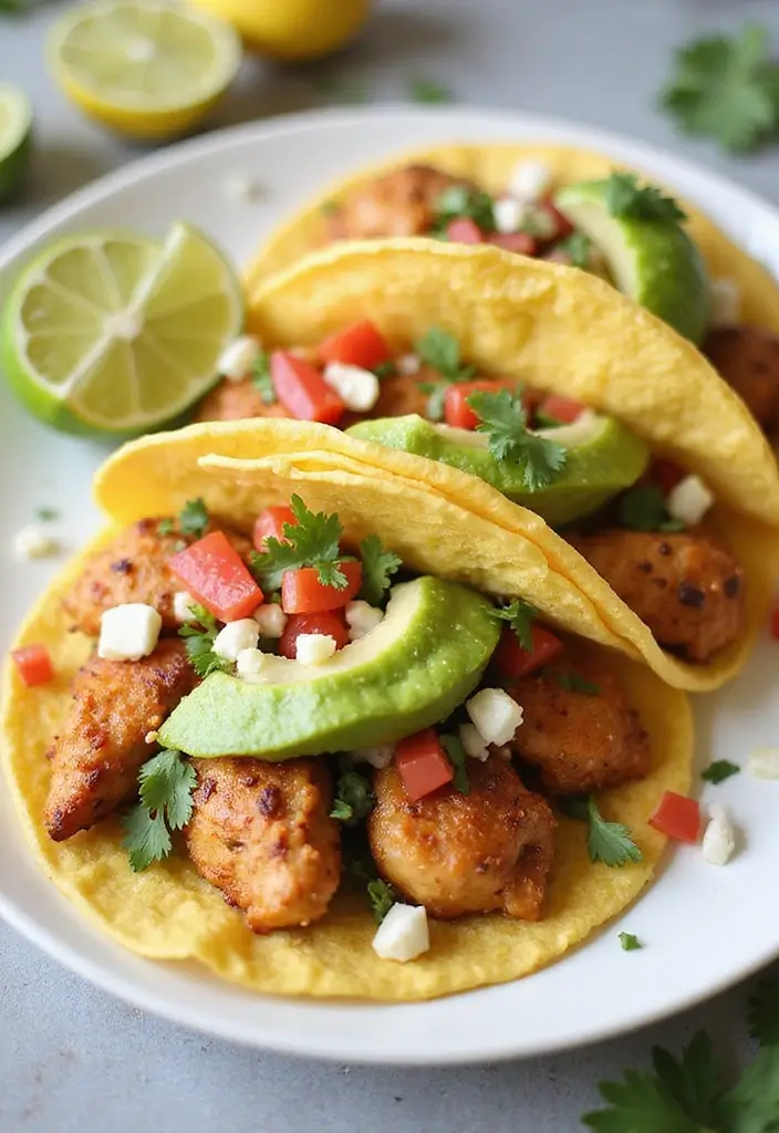 27 Crockpot Chicken Tacos 3 Ingredient Recipes That Are Weeknight Winners - 24. Lemony Garlic Chicken Tacos