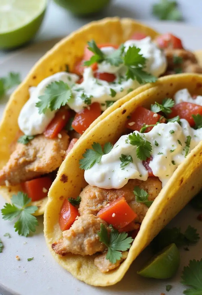 27 Crockpot Chicken Tacos 3 Ingredient Recipes That Are Weeknight Winners - 6. Greek Chicken Tacos